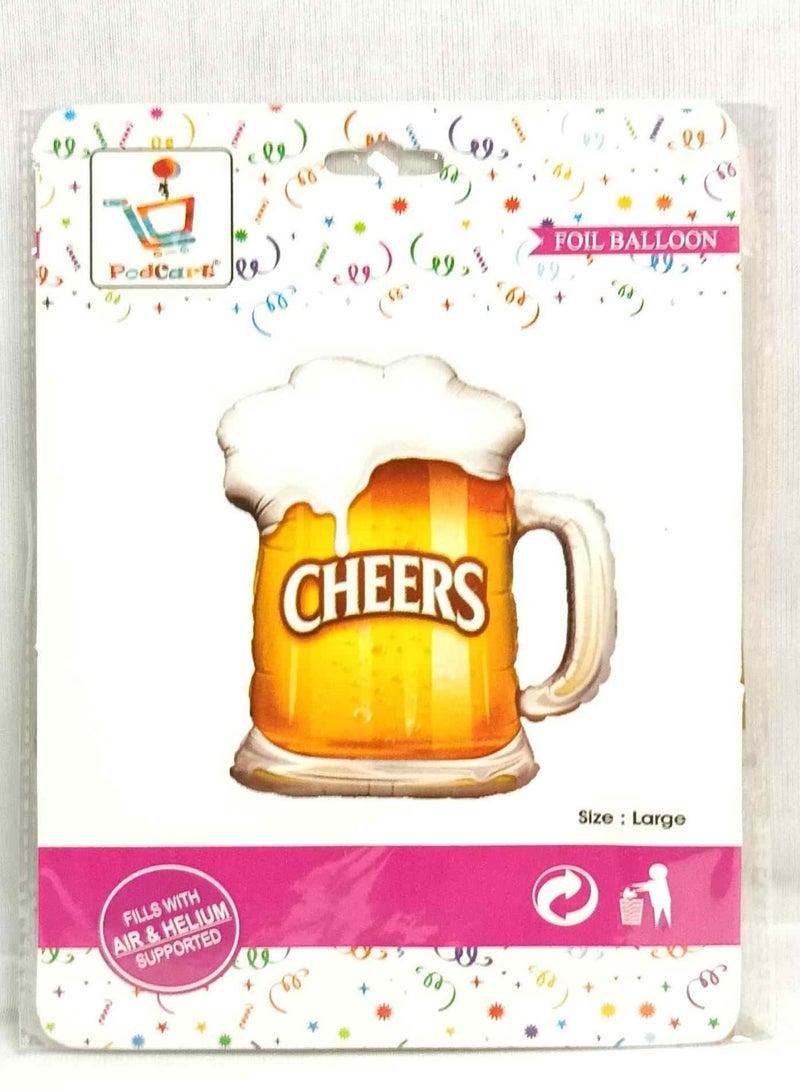 Party Time 5-Pieces Happy Birthday Foil Balloon Set with Cheers Beer Mug Foil Balloon and Gold Star Balloon For Birthday Party Balloon Decoration - Party Supplies - Image 3