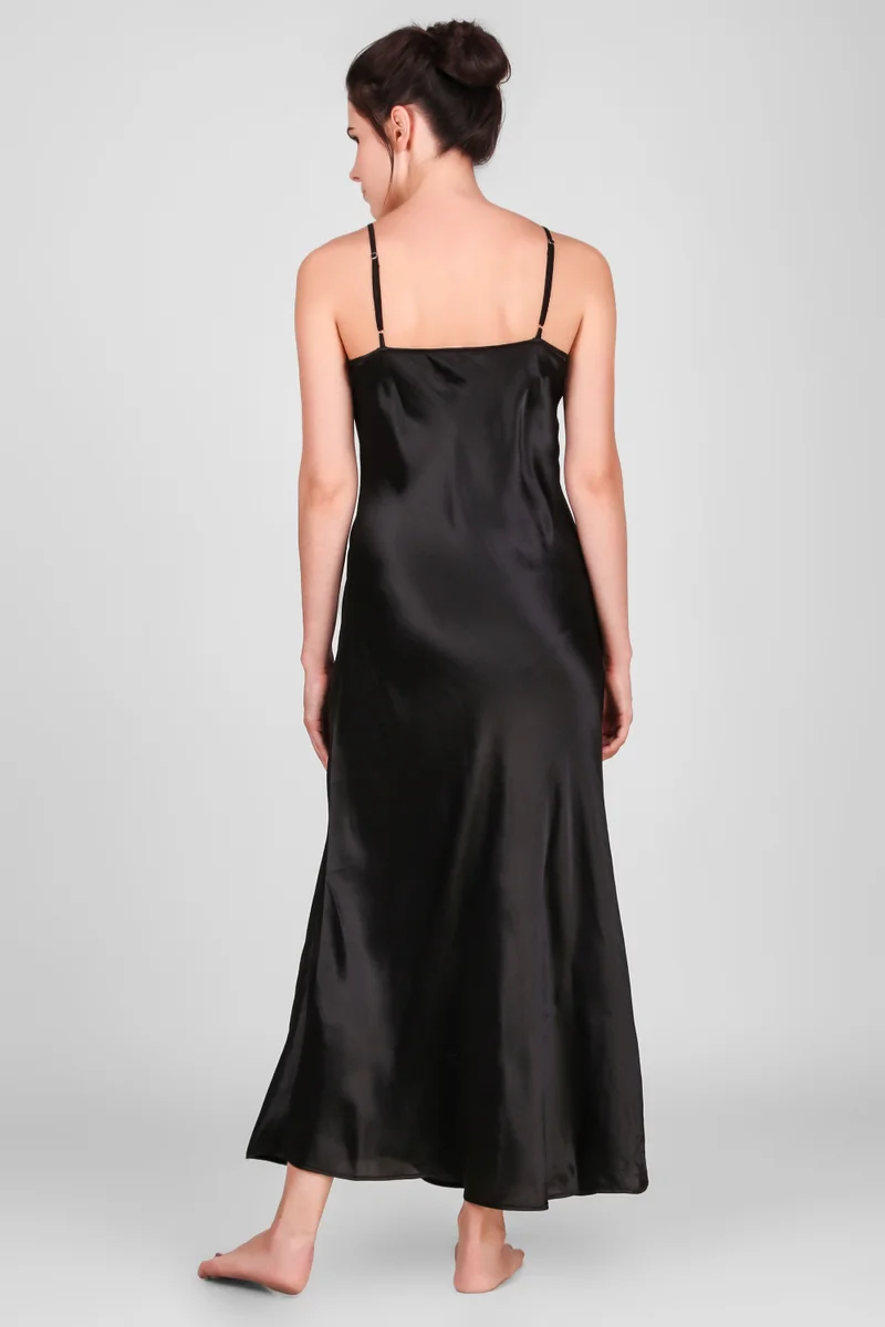 After Dark Zazie, Black Satin Nightdress