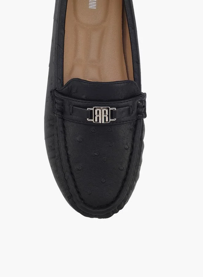 Renzo Ruganni BLACK Women Metallic Accent Loafers for Women | Best Price UAE