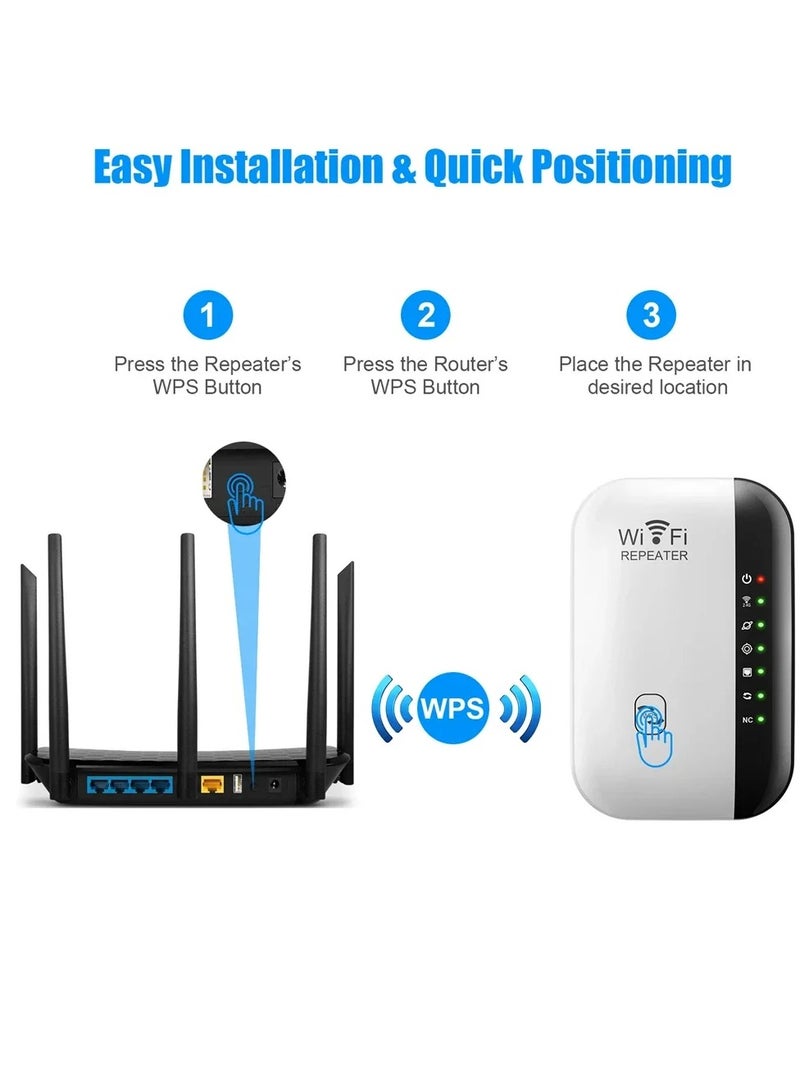 AROAQ Wireless WIFI Repeater, 300Mbps WIFI Extender Repeater, Highly Compatible WIFI Range Extender Repeater, (7 Lights Black)  - Image 4