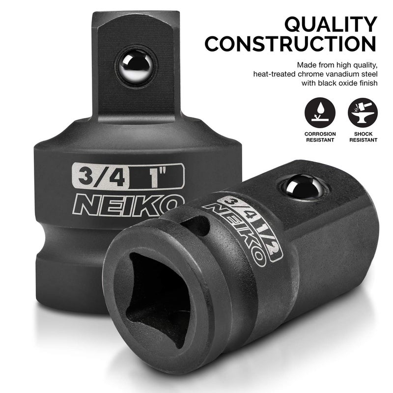 Neiko NEIKO 30223A 8 PC Impact Socket Adapter Set, Standard SAE Size, Cr-V Steel, Impact Driver & Wrench Conversion Kit, Locking Impact Socket Adapters & Reducer Set, Ball Detent, 1/4”, 3/8”, 1/2", 3/4”, 1”  - Image 2
