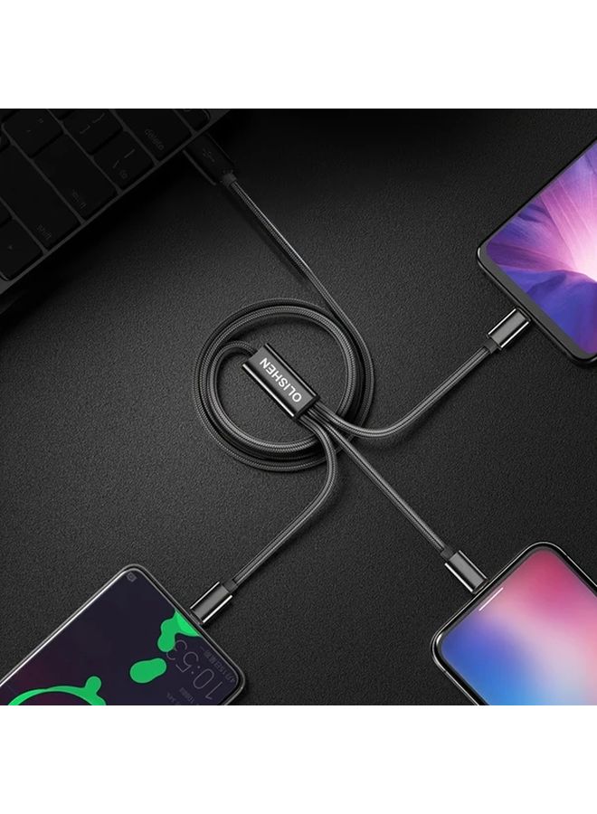Universal Fast Charge Cable 3.3FT 3 in 1 Nylon Braided Lightning Type C Micro USB - Image 4