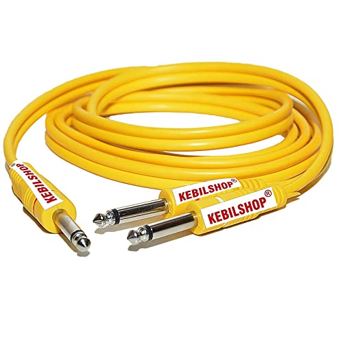 KEBILSHOP Dual Mono 6.35 mm P38 Male to 1 Mono 6.35 mm P38 Male Audio Y Splitter Cable for Guitar, Amplifier,Other Professional Audio Equipment (Yellow, 1.8 Meter) - Image 3