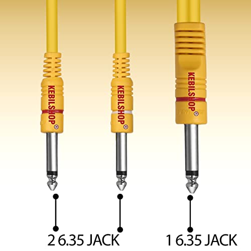 KEBILSHOP Dual Mono 6.35 mm P38 Male to 1 Mono 6.35 mm P38 Male Audio Y Splitter Cable for Guitar, Amplifier,Other Professional Audio Equipment (Yellow, 1.8 Meter) - Image 5