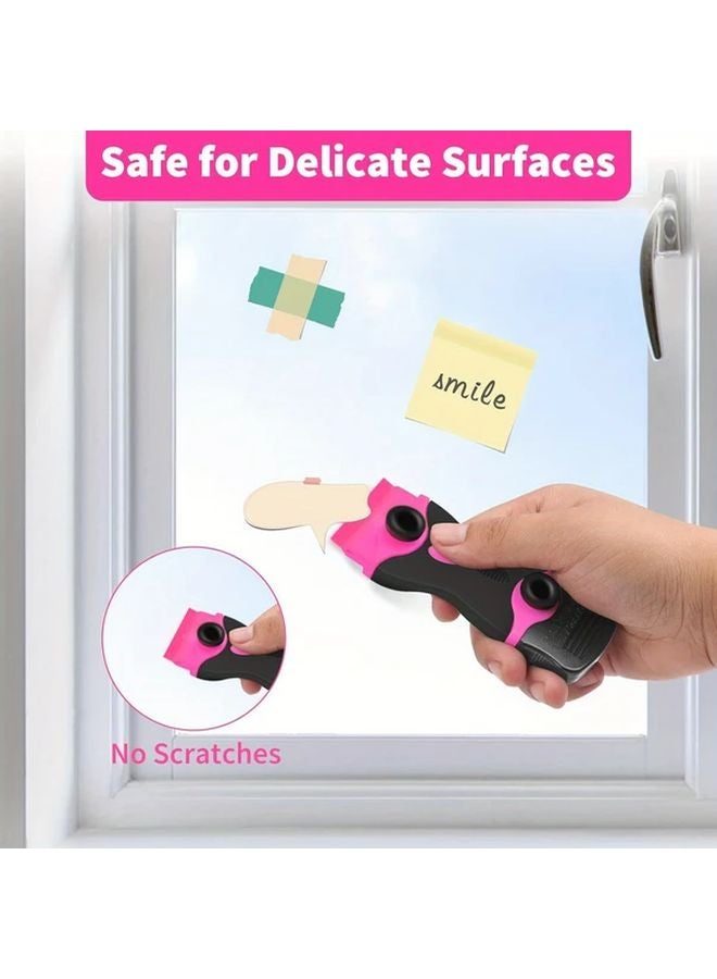 Pink 21 Piece Adhesive Removal Scraper Set with 20 Blades for Glass Cleaning Stickers Labels - Image 3
