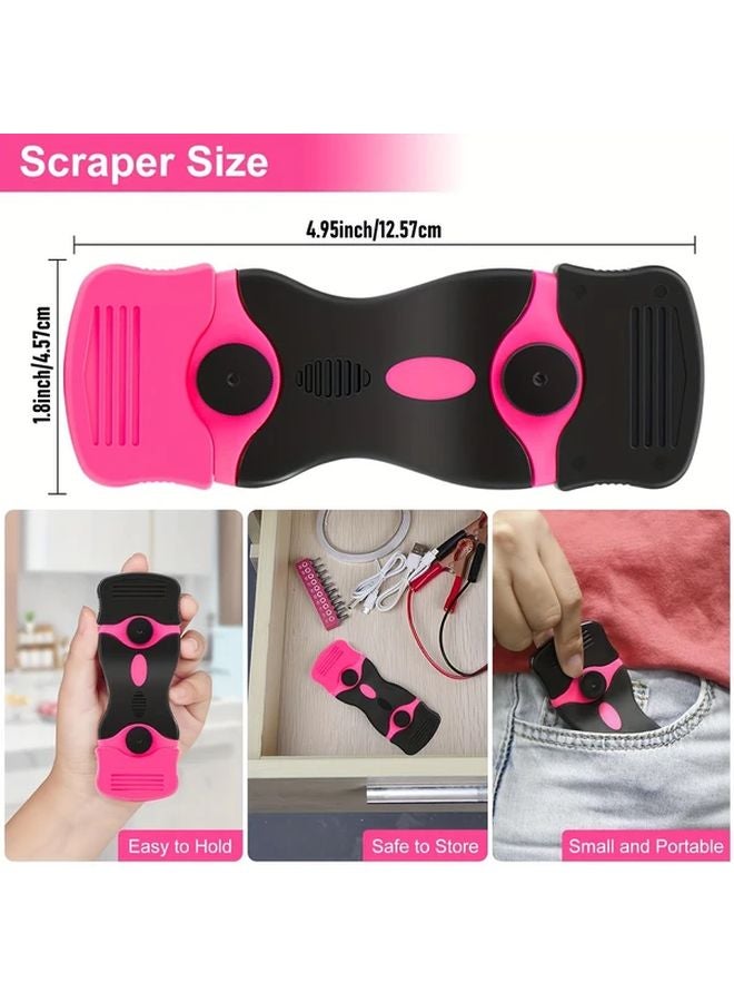 Pink 21 Piece Adhesive Removal Scraper Set with 20 Blades for Glass Cleaning Stickers Labels - Image 5