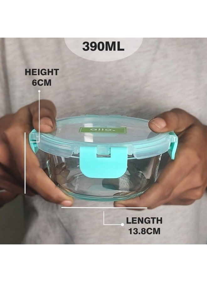 Allo FoodSafe Glass Containers with Lids with Break Free Lock, Microwave Safe Containers, Borosilicate Meal Prep Glass Food Storage Containers for Kitchen, Leak Proof, Set of 2, 390ml, Round - Image 5