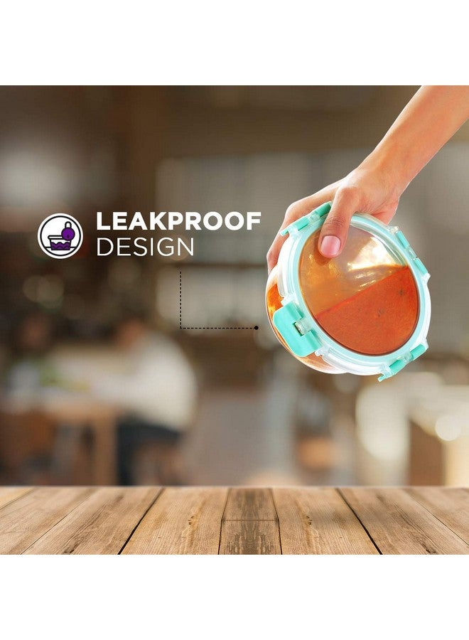 Allo FoodSafe Glass Containers with Lids with Break Free Lock, Microwave Safe Containers, Borosilicate Meal Prep Glass Food Storage Containers for Kitchen, Leak Proof, Set of 2, 390ml, Round - Image 3