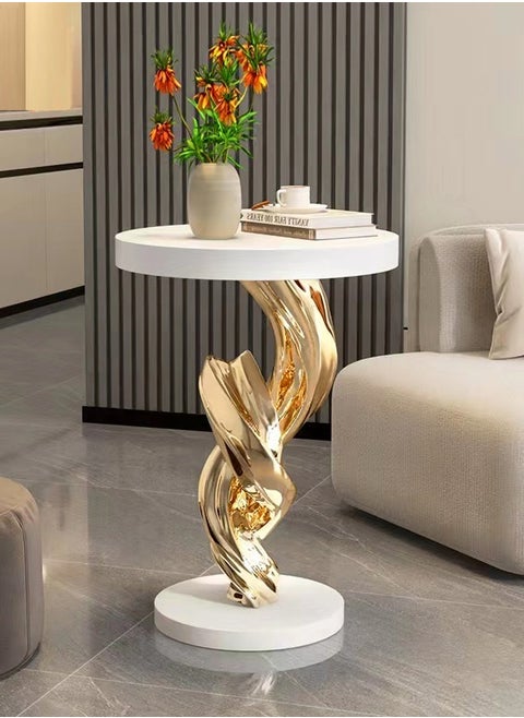 Multipurpose Modern Abstract Sculpture Design Side Table Luxury Style Decorative Corner Table Strong Resin Base Coffee Table for Living Room Home Office 40x58 cm (Fully Assembled)