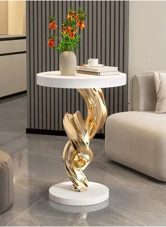 Multipurpose Modern Abstract Sculpture Design Side Table Luxury Style Decorative Corner Table Strong Resin Base Coffee Table for Living Room Home Office 40x58 cm (Fully Assembled)