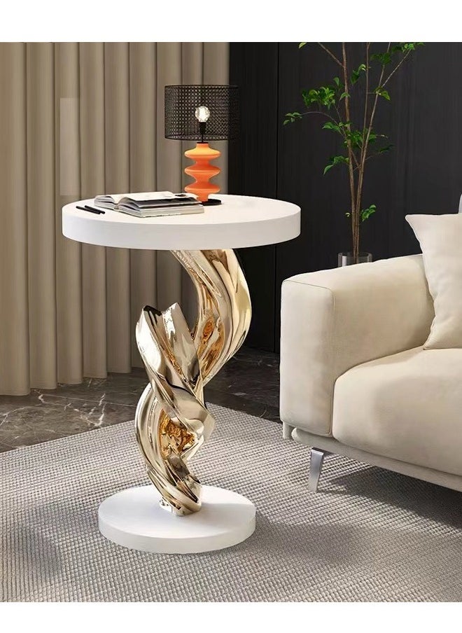 Multipurpose Modern Abstract Sculpture Design Side Table Luxury Style Decorative Corner Table Strong Resin Base Coffee Table for Living Room Home Office 40x58 cm (Fully Assembled)