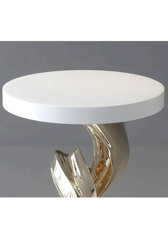 Multipurpose Modern Abstract Sculpture Design Side Table Luxury Style Decorative Corner Table Strong Resin Base Coffee Table for Living Room Home Office 40x58 cm (Fully Assembled)