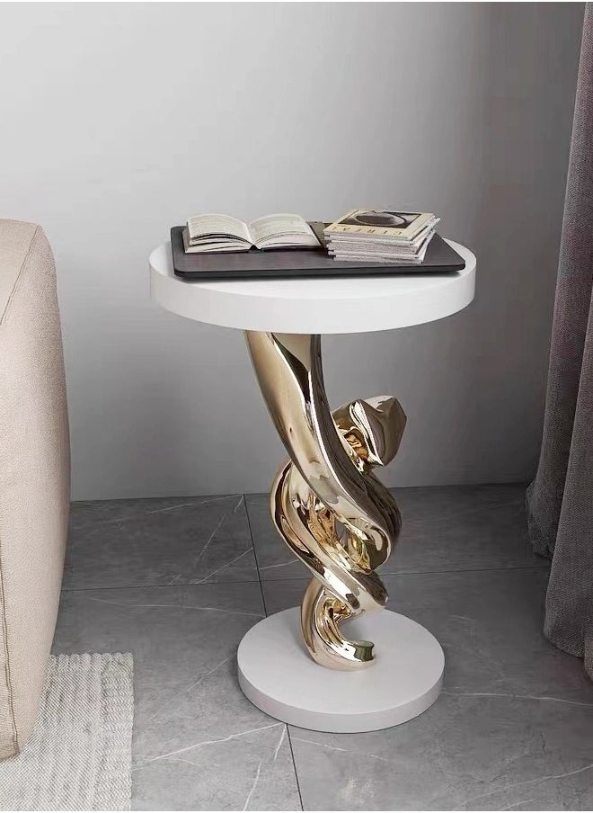 Multipurpose Modern Abstract Sculpture Design Side Table Luxury Style Decorative Corner Table Strong Resin Base Coffee Table for Living Room Home Office 40x58 cm (Fully Assembled)