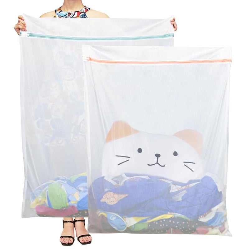Tenn Well Tenn Well Extra Large Mesh Laundry Bags 2 Pack 43 x 35 inch Jumbo Delicates Bag for Washing Machine Large Mesh Bags for Delicates Coats Blankets Bedding Toys Pet Items