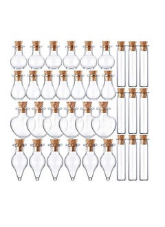 Y&D Small Mini Glass Bottles Tiny Jars With Cork Stoppers 5 Shapes Wishing Drifting Bottle for Wedding Party DIY Decoration Bead Containers Arts and Crafts Projects Geometric Shape 50Pcs  - Image 1