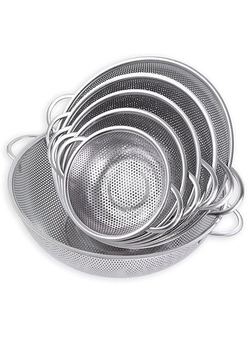 6 piece Vegetable Strainer Sifter Colander Set, Stainless Steel Sink Basket with Handles - Image 1