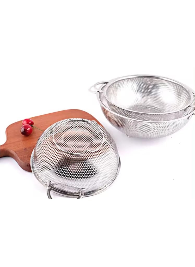 6 piece Vegetable Strainer Sifter Colander Set, Stainless Steel Sink Basket with Handles - Image 4