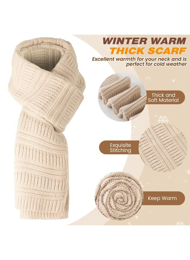 Pleneal Winter Womens Beanie Hat Scarf Gloves Set, Slouchy Beanie Knit Scarf Touchscreen Gloves Warm 3 Gift Set, Beige, One size - Image 3