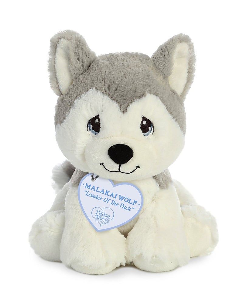 Aurora Inspirational Precious Moments Malakai Wolf Stuffed Animal - Cherished Memories - Enduring Comfort - Gray 8.5 Inches - Image 1