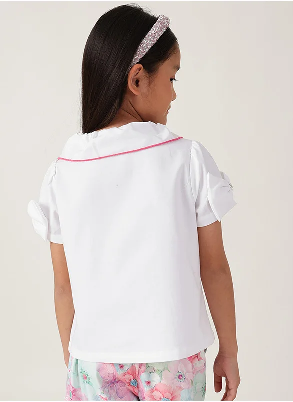 ون فرايدي One Friday Girls White Regular Fit Short Sleeve Solid Tops