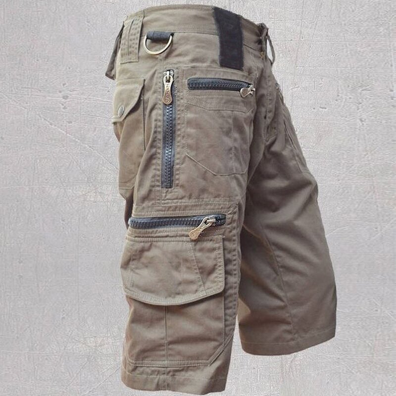 Cross-border Cropped Pants Mens Loose Straight Summer plus size Trendy Casual Mid-length Pants Multi-bag Work Shorts Mens Light green - Image 3
