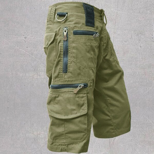 Cross-border Cropped Pants Mens Loose Straight Summer plus size Trendy Casual Mid-length Pants Multi-bag Work Shorts Mens Light green - Image 1