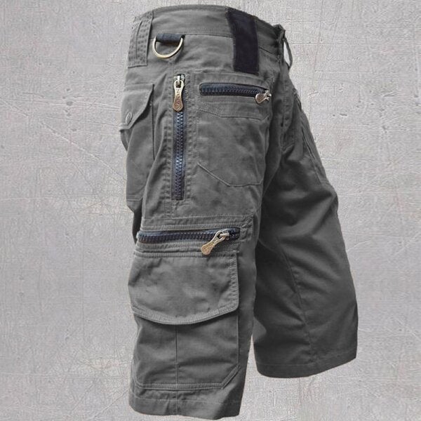 Cross-border Cropped Pants Mens Loose Straight Summer plus size Trendy Casual Mid-length Pants Multi-bag Work Shorts Mens Light green - Image 4
