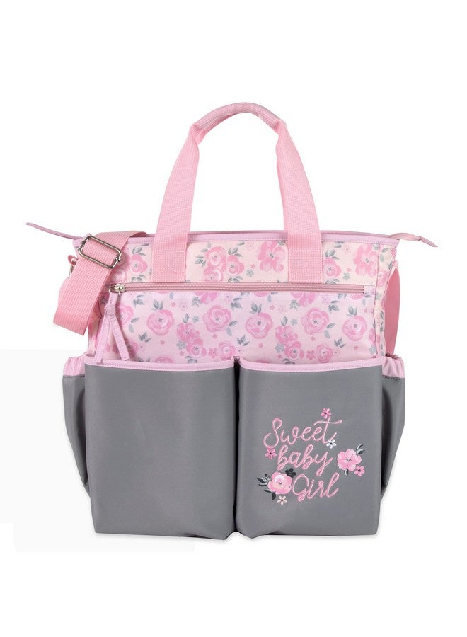 Baby Essentials Crossbody Floral Pink Diaper Bag Tote with Changing Station for Baby Girl, 3 Piece Diaper Bag Set (Flowers) - Image 2