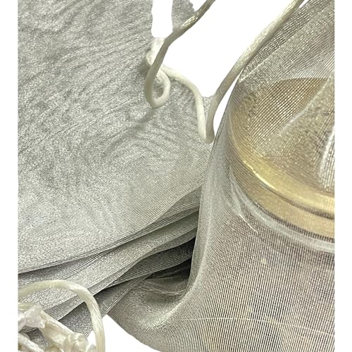KRIWIN Pack of 50 Organza Tissue Gift Potli Bags 5inch X 7 inch, Drawstring Closure (Silver) - Image 5