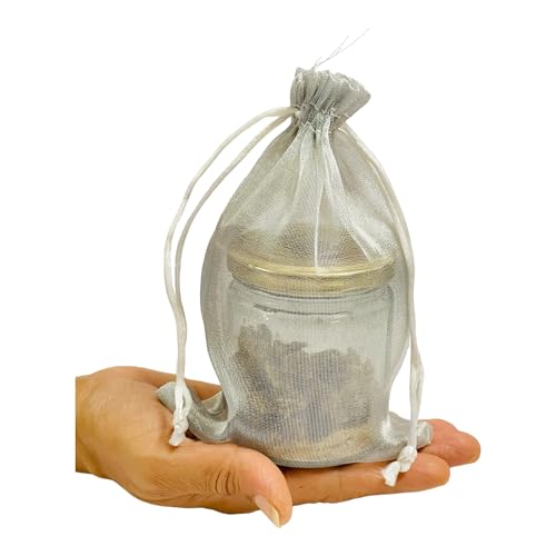 KRIWIN Pack of 50 Organza Tissue Gift Potli Bags 5inch X 7 inch, Drawstring Closure (Silver) - Image 4
