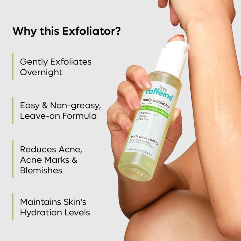 MCaffeine مقشر الجسم من mCaffeine مع حمض الساليسيليك BHA بنسبة 2% - تنظيف عميق - تنقية المسام، تقليل حب الشباب والبقع الداكنة - 3.72 أونصة - Image 3