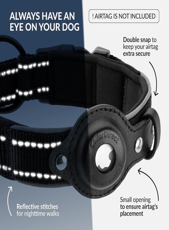 CollarDirect Airtag Dog Collar, CollarDirect, Reflective Dog Collar for Apple Air Tag for Large, Medium, and Small Dogs, Black, Size L - Image 3