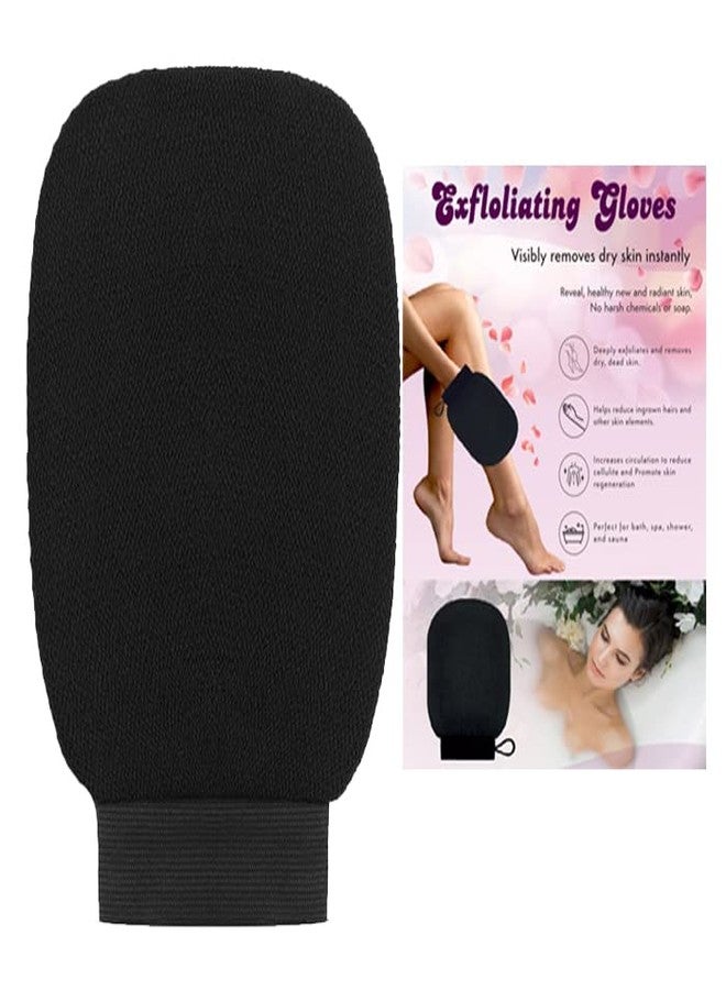 Droposale Gloves Spa Massage Body Cleaner Gloves Exfoliating Body & Face, Dead Skin Remover Deep Scrubbing Exfoliating Mitt Glove. (BLACK) - Image 1