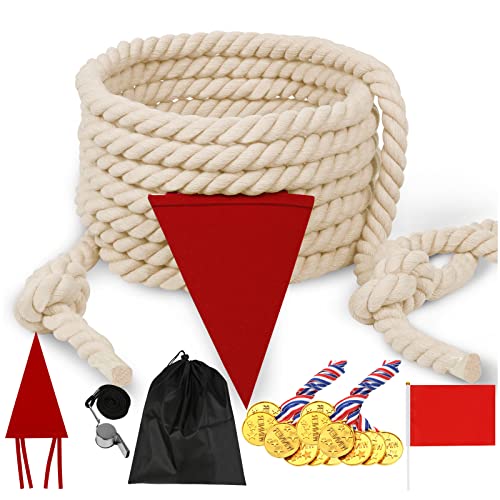 Tepartok 25FT Tug of War Rope for Kids Adults Field Day Family Reunion Games Lawn Camping Picnic Activities Backyard Carnival Fun for Team Building - Image 1