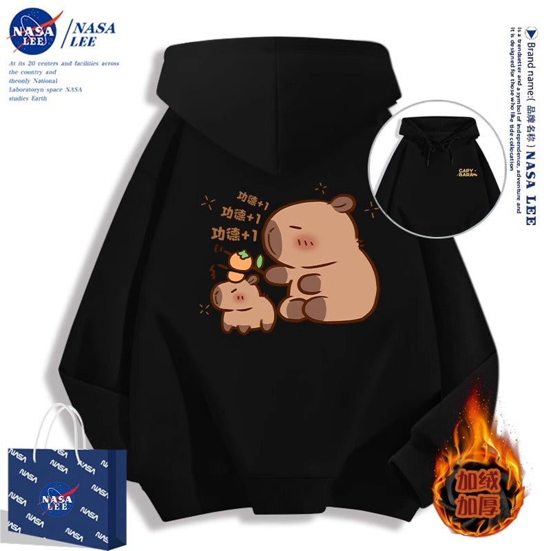Nasa Kapibara Sweatshirt For Men And Women, American Style Trendy Brand, Fleece-Lined Couple'S Jacket - Image 1