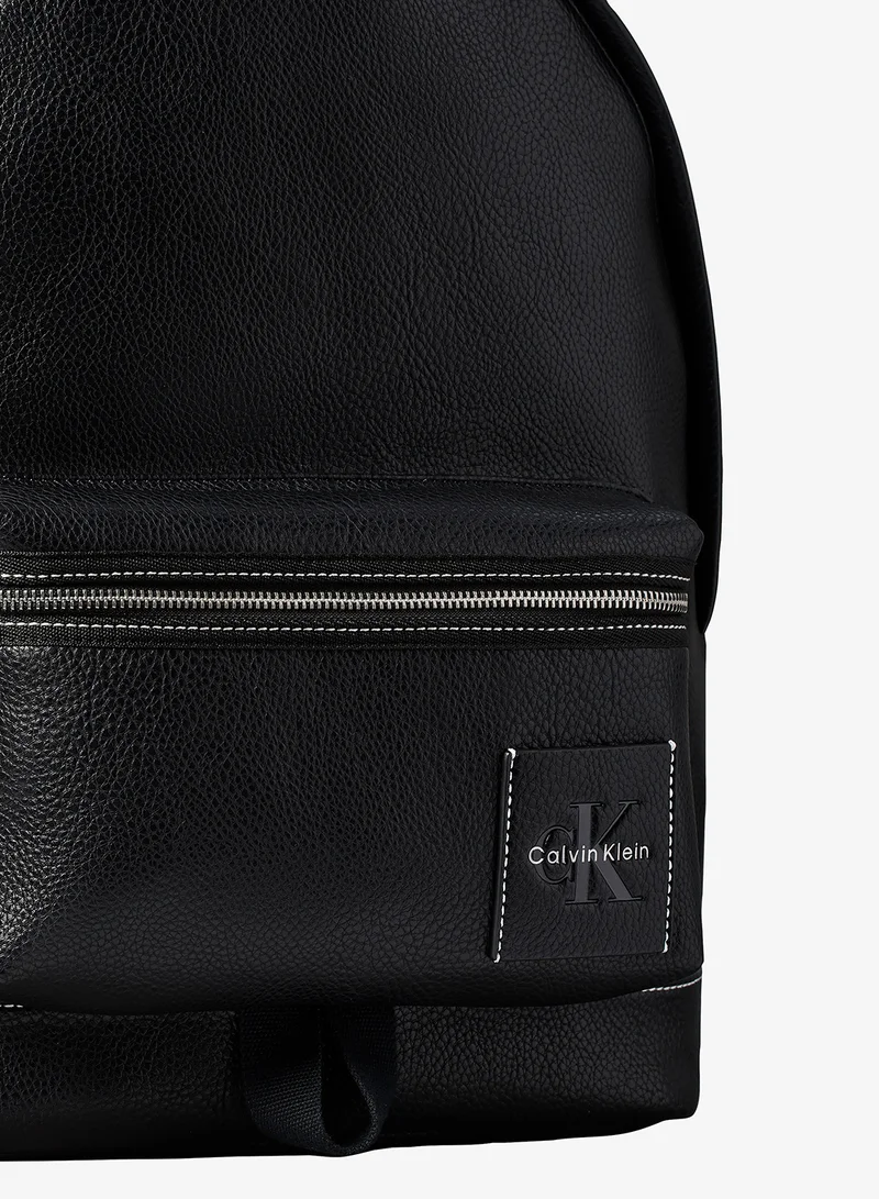 Calvin Klein Black Pebbled Signature Logo Trolley Backpack - Fits Up-to 14" Laptop for Men | Best Price UAE