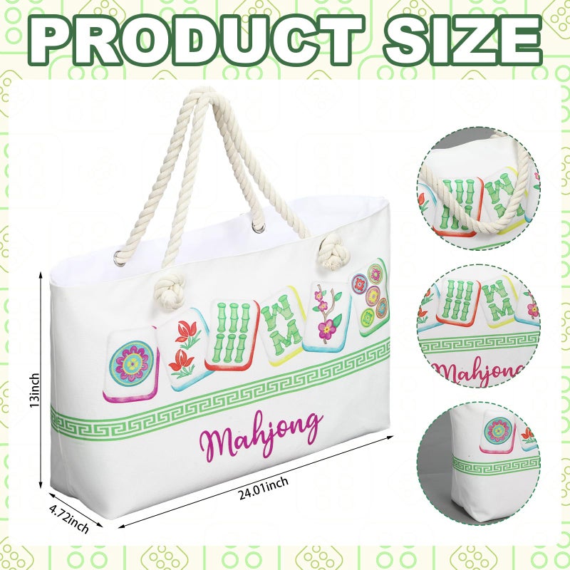 Sunnymove Empty Mahjong Bags Set for Tiles and Racks 24x13x4.7 Inch American Mahjong Carrying Bag Tote Tiles Bag Drawstring Protective Sleeve for Rack Pusher Party Travel, Case Only(Stylish) - Image 2
