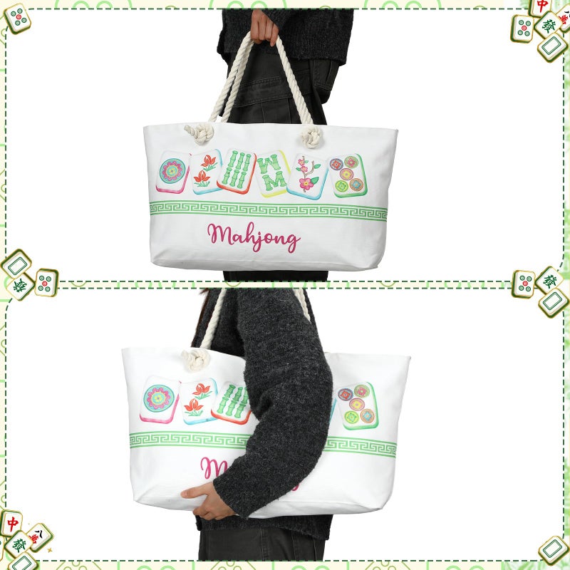 Sunnymove Empty Mahjong Bags Set for Tiles and Racks 24x13x4.7 Inch American Mahjong Carrying Bag Tote Tiles Bag Drawstring Protective Sleeve for Rack Pusher Party Travel, Case Only(Stylish) - Image 3