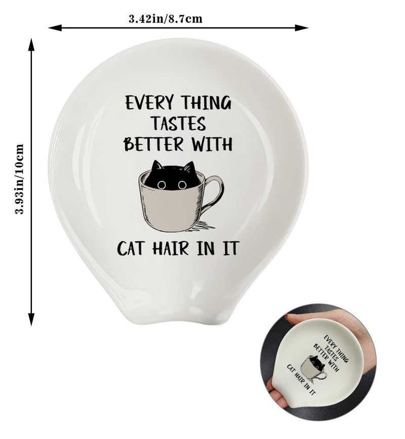 MQPPKJ Coffee Spoon Rest, Coffee Bar Accessories & Spoon Holder, Funny Cat Spoon Holder for Coffee Lovers Gifts for Friend Wife Husband Sister (White-4) - Image 2