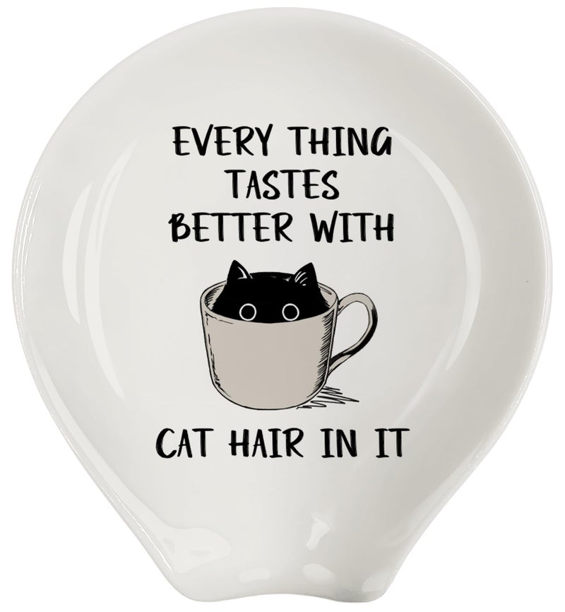 MQPPKJ Coffee Spoon Rest, Coffee Bar Accessories & Spoon Holder, Funny Cat Spoon Holder for Coffee Lovers Gifts for Friend Wife Husband Sister (White-4) - Image 1
