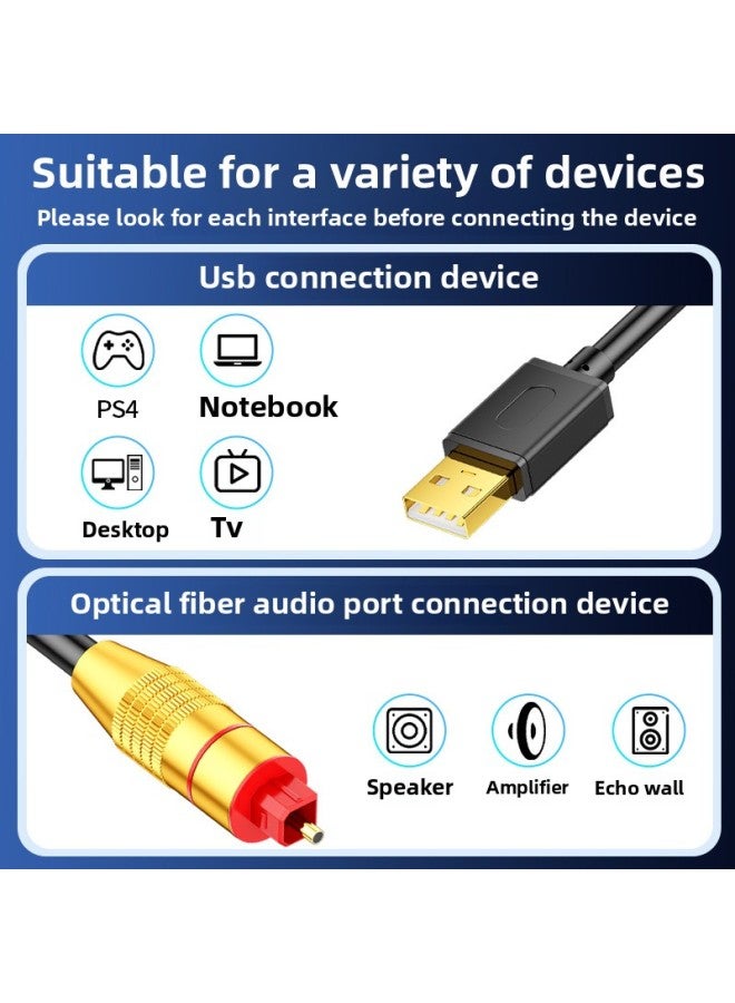 Jinghua USB To Digital Optical Fiber Audio Cable Laptop TV Audio Amplifier Optical Fiber Audio Converter-Color:Optical Fiber To Double Lotus Female + Usb Power Supply-Length:0.3m  - Image 4