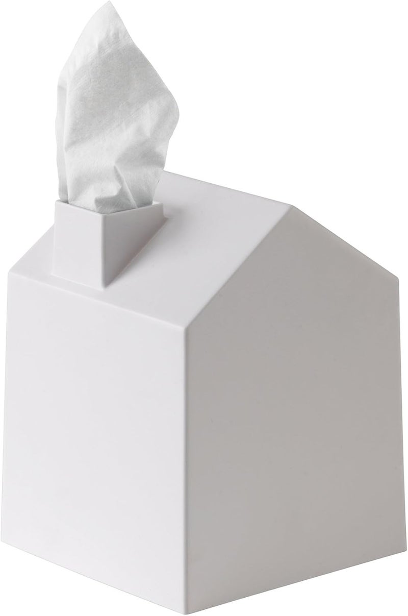 UMBRA Casa Tissue Box Cover - Adorable House Shaped Square Tissue Box Holder for Bathroom, Bedroom or Office, White - Image 1