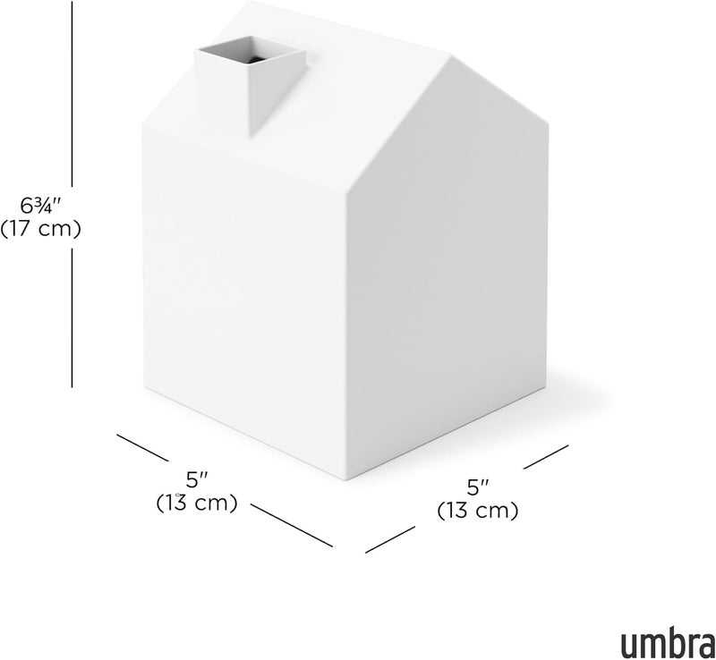 UMBRA Casa Tissue Box Cover - Adorable House Shaped Square Tissue Box Holder for Bathroom, Bedroom or Office, White - Image 3