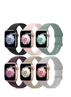 SYOSI 6 Pack Sport Bands Compatible with Apple Watch Band 42mm 44mm 45mm, Soft Silicone Waterproof Strap Wristbands Compatible with iWatch Apple Watch Series 7 6 5 4 3 2 1 SE  - Image 1