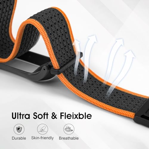 REEYEAR Adjustable Soft Woven Nyon Wristband + Protective Case Base fits for PLAUD NotePin AI Voice Recorder ，Upgraded 18mm Pin Quick Release Notepin Strap for Easy Band Replacement,Orange&Gray - Image 4