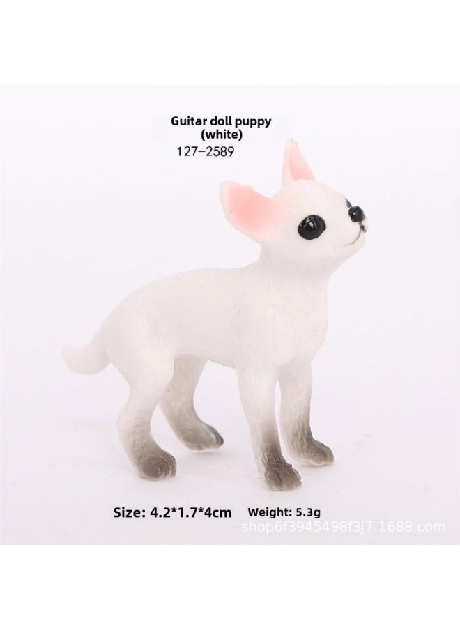 Generic - Mini Puppy Simulation Solid Animal Model Chai Dog Poodle Boxer Dog Dalmatians Shar Pea Model Toy-Color:127-2589 Chihuahua (White) - Image 1