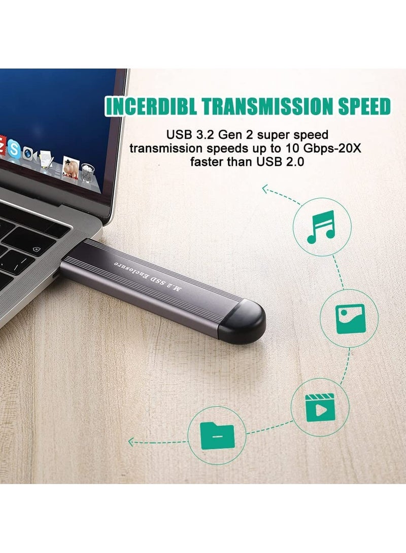 محول حاوية محرك أقراص الحالة الصلبة M.2 SSD، علبة محول بروتوكول مزدوج NVME/SATA مع USB C 3.1/3.2 Gen 2 و USB A، 10 جيجابت في الثانية PCI-E/6 جيجابت في الثانية SATA، دعم علبة محرك أقراص الحالة الصلبة - Image 3