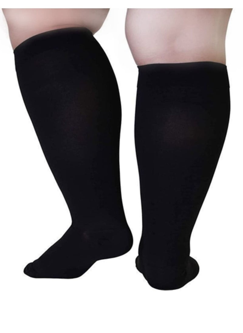 KASTWAVE Wide Calf Compression Socks for Women Men, 2 Pairs Plus Size Extra Large Size Support Socks Stockings Reduces Swelling & Pain for Nurses Running Pregnant Travel Flight 20-25 mmHg  - Image 4