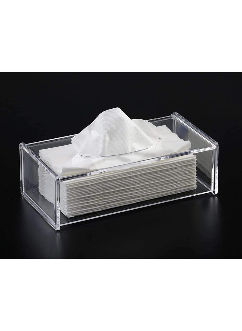 تي بي جي بي غطاء علبة مناديل أكريليك شفاف مع حامل مناديل وموزع مناديل للمنزل والمكتب والسيارة (مستطيل) - Image 3