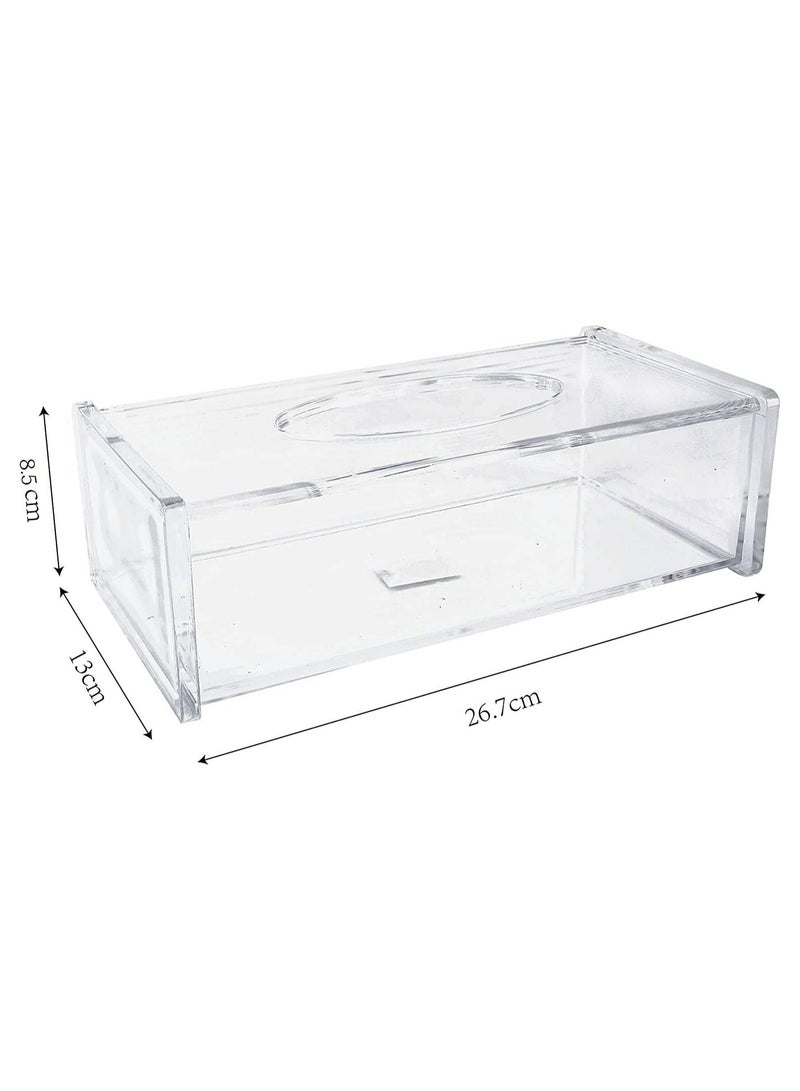 تي بي جي بي غطاء علبة مناديل أكريليك شفاف مع حامل مناديل وموزع مناديل للمنزل والمكتب والسيارة (مستطيل) - Image 4
